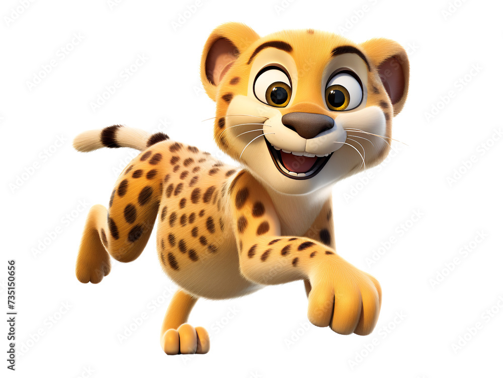 Speedy Cartoon Cheetah, isolated on a transparent or white background Speedy Cartoon Cheetah, isolated on a transparent or white background