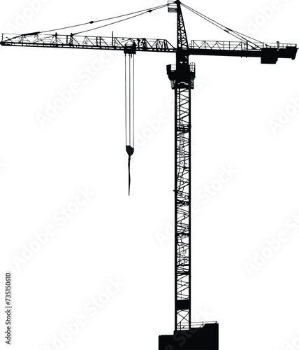 Silhouette Rail Mounted Tower Crane Industrial Heavy Equipment Black Color Only