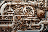 Efficient Mechanical machine intricate. Engine metal. Generate Ai