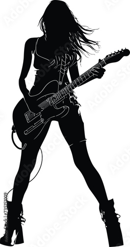 Silhouette lady rocker in perform black color only full body