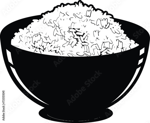 Silhouette a bowl of rice food black color only