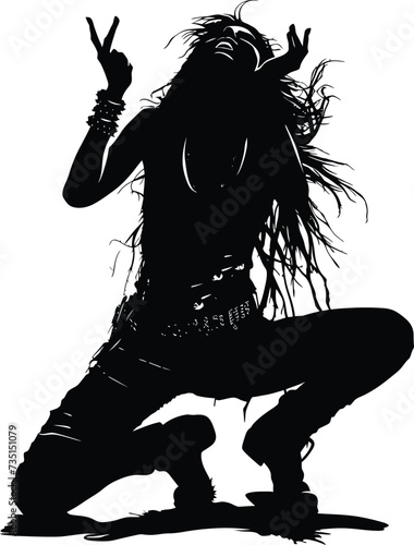 Silhouette lady rocker in perform black color only full body
