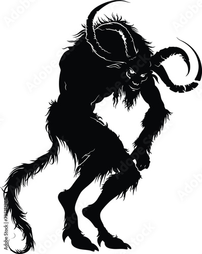 Silhouette satyr ancient mythology creature black color only full body