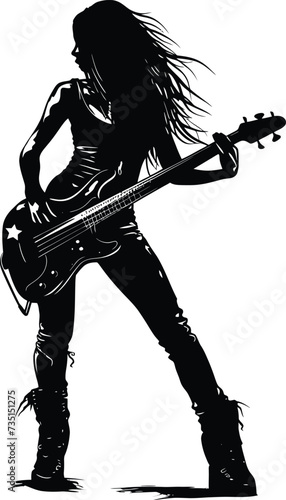 Silhouette lady rocker in perform black color only full body