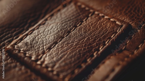 A detailed view of a brown leather wallet. Perfect for showcasing luxury accessories or illustrating financial concepts. photo