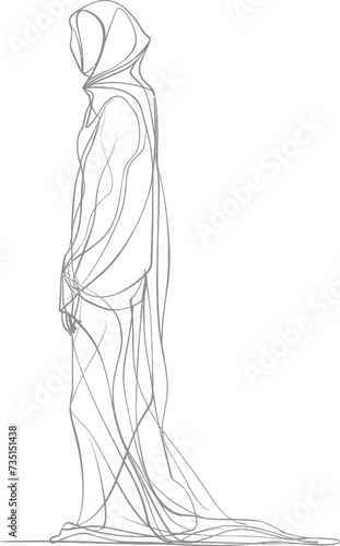 aesthetic women hijab continuous line art style symbol of women days