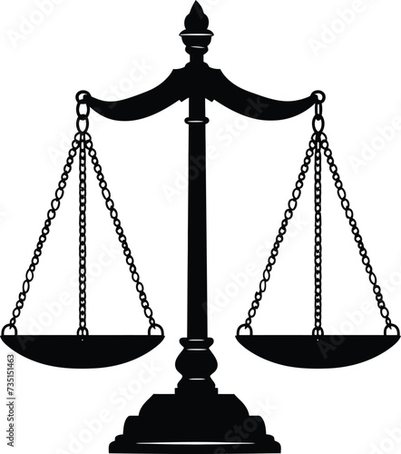 Silhouette scales symbol of justice black color only