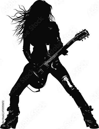 Silhouette lady rocker in perform black color only full body