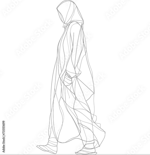 aesthetic women hijab continuous line art style symbol of women days