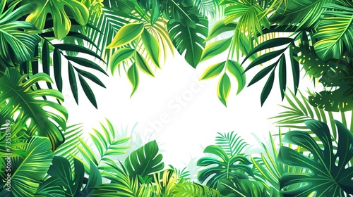 beautiful tropical leaves on white background  coypspace  generative ai