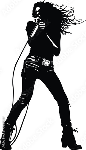 Silhouette lady rocker in perform black color only full body