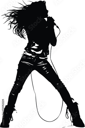 Silhouette lady rocker in perform black color only full body