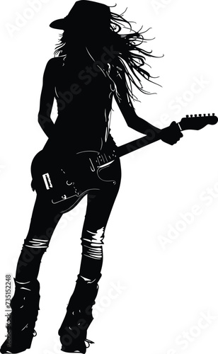 Silhouette lady rocker in perform black color only full body