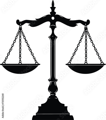 Silhouette scales symbol of justice black color only