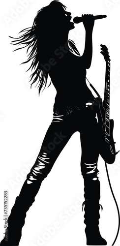 Silhouette lady rocker in perform black color only full body