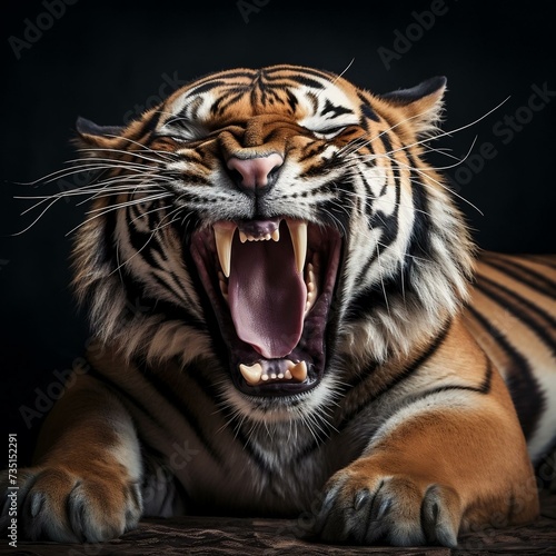 poster of angry tiger photorealistic hyper, portrait of a Bengal tiger © GEMES