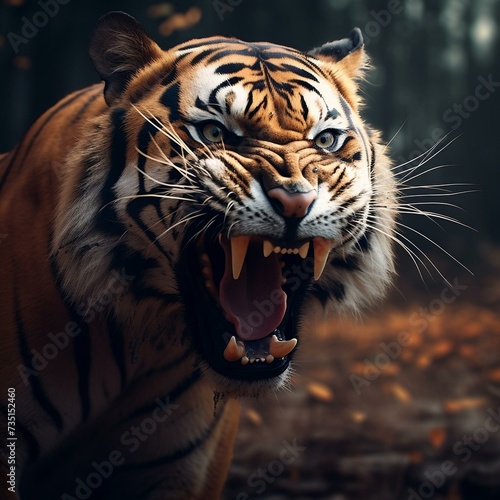 poster of angry tiger photorealistic hyper, portrait of a Bengal tiger