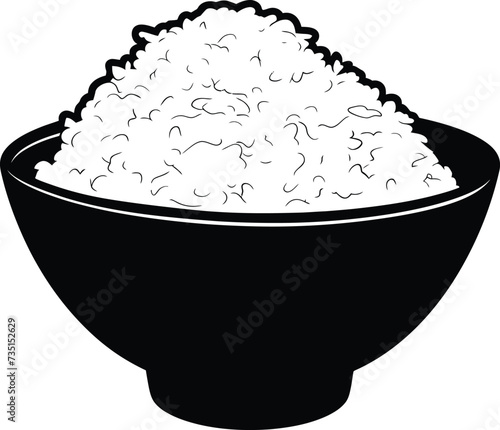 Silhouette a bowl of rice food black color only photo
