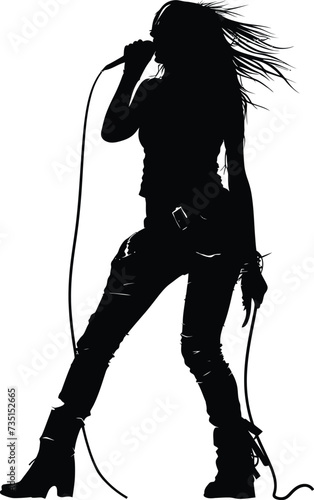 Silhouette lady rocker in perform black color only full body