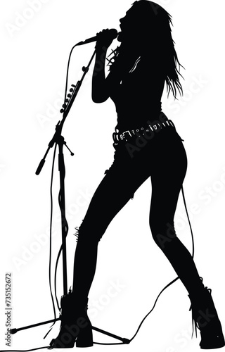 Silhouette lady rocker in perform black color only full body