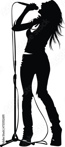 Silhouette lady rocker in perform black color only full body