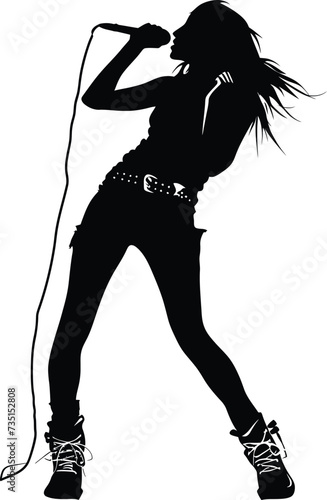 Silhouette lady rocker in perform black color only full body