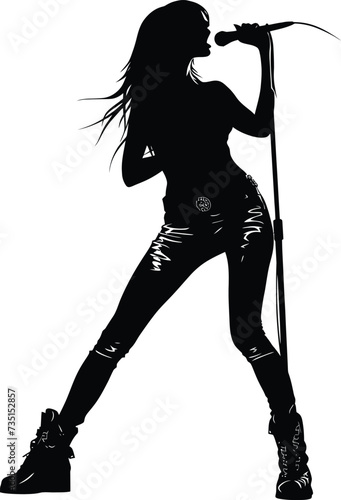 Silhouette lady rocker in perform black color only full body