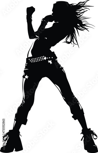 Silhouette lady rocker in perform black color only full body