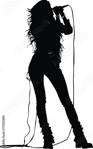 Silhouette lady rocker in perform black color only full body