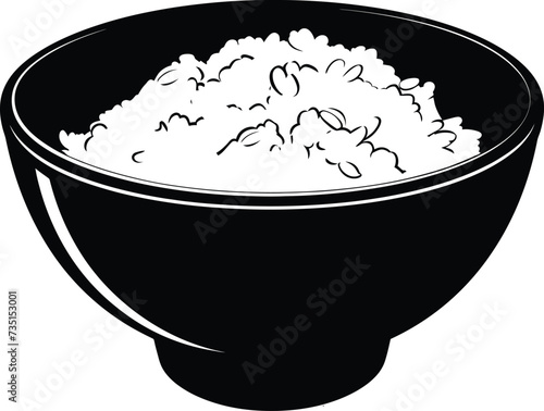 Silhouette a bowl of rice food black color only