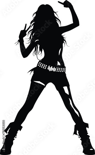 Silhouette lady rocker in perform black color only full body