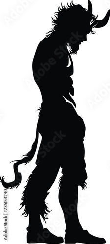 Silhouette satyr ancient mythology creature black color only full body