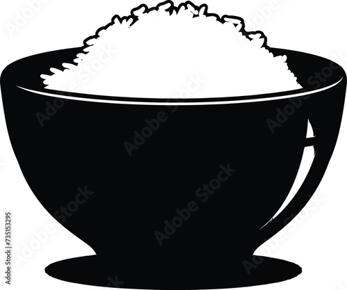 Silhouette a bowl of rice food black color only