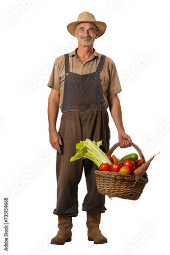 Farmer Holding a Basket Full of Fresh Vegetables