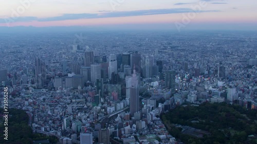 Tokyo aerial evening shinjuku