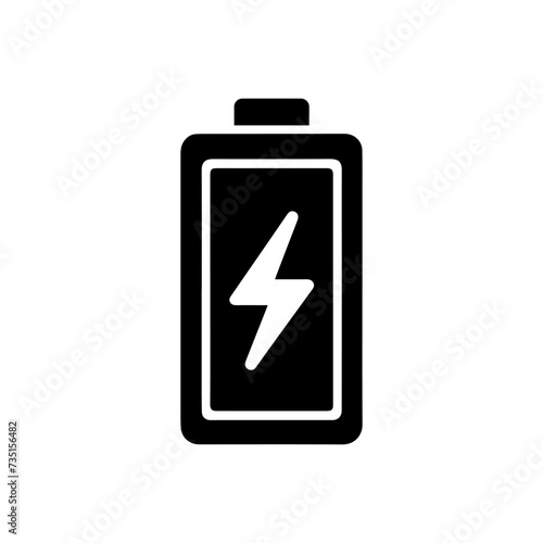 Battery icon. Black symbol of battery. Battery icon isolated on white
