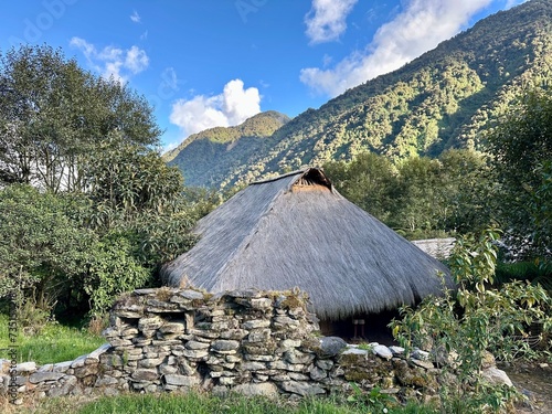 Quadro em tela Cabaña ancestral de paja en Ecuador