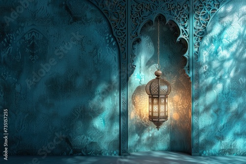 elegant jade arabian ornament wallpapers with islamic lantern illustration and light 