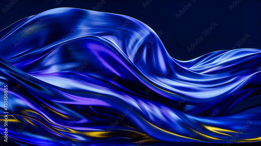 Obraz premium Luxurious silk fabric texture with smooth waves, abstract background of elegance and fashion, vibrant design with shiny material