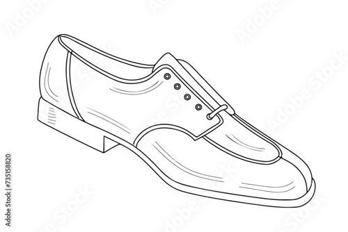 Sketch outline of classic low shoes for men, isolated vector