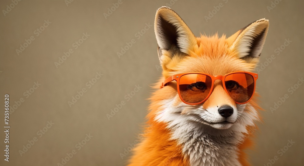 Obraz premium Funny fox wearing sunglasses