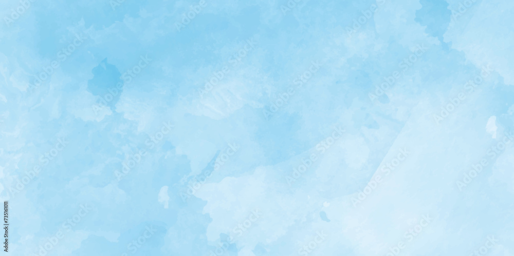 Abstract blue watercolor on white background. Blue sky background cloud. Abstract color splash design. Background with space. 