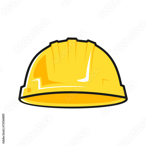 Yellow safety helmet. Industrial security safety icon. Vector illustration