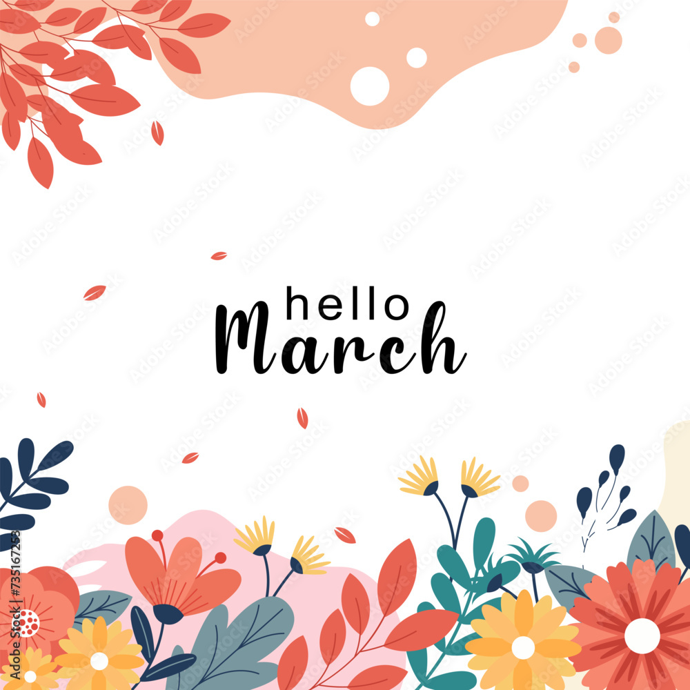 hello march vector illustration background. it is suitable for card, banner. or poster