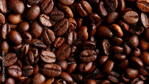 You can drink coffee at any time. Coffee beans. Сoffee beans on the conveyor. Brown beans	
