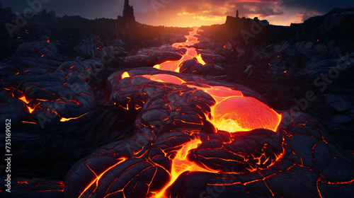  Lava was in the cracks of the earth to view