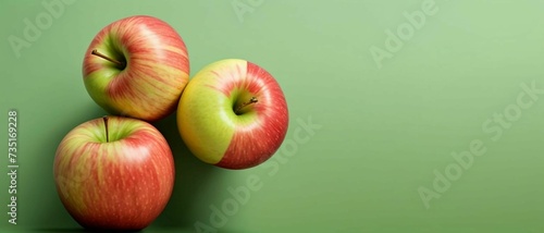Organic Apples Arranged on a Green Surface
