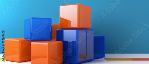 Transparent Cubes: Blue and Orange Tech Background