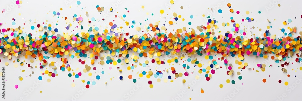 Wide banner of colorful confetti explosion