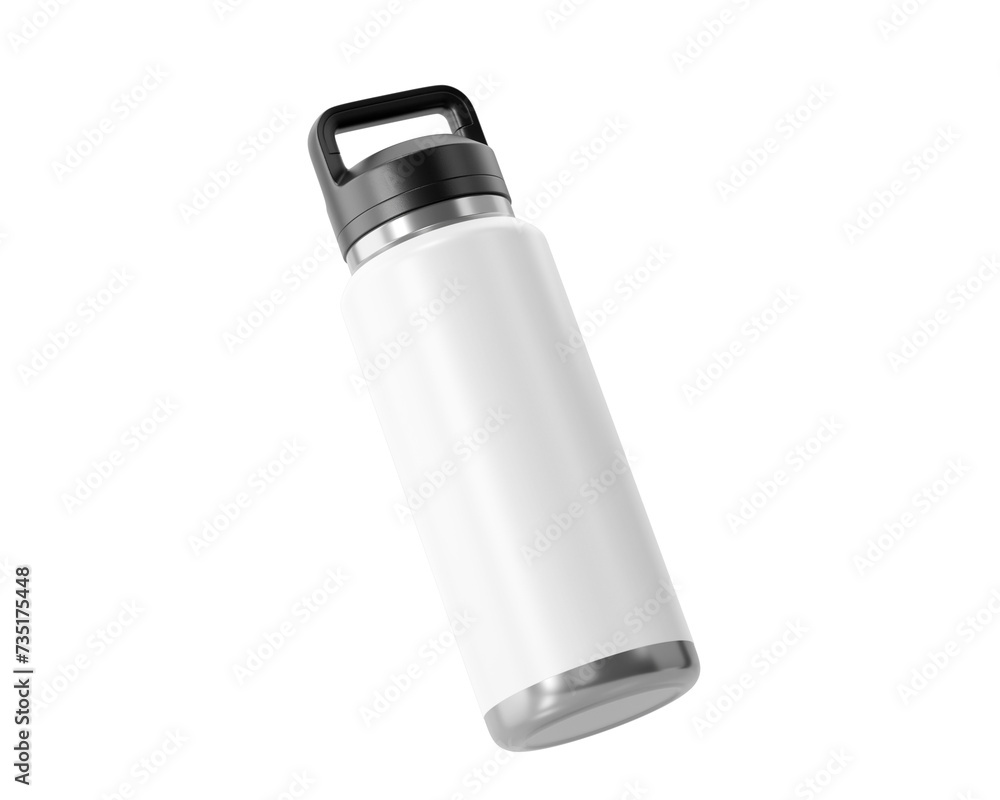 Blank White Aluminum Hydro Flask Water Bottle Packaging, Sport Water Bottle Isolated On Transparent Background, Prepared For Mockup, 3D Render. Blank White Aluminum Hydro Flask Water Bottle Packaging, Sport Water Bottle Isolated On Transparent Background, Prepared For Mockup, 3D Render.